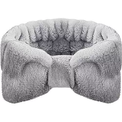 Chuangdi Accessoires Spa Stirnband, Schleife Haar Bänder Makeup Stirnbänder Korallenvlies Haarbänder Elastischer Bad Dusche Kopfwickel für Frauen Mädchen Gesicht Waschen Dusche Sport Hautpflege