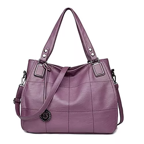 Sacmill Taschen & Rucksäcke Sacmill Große Damenhandtasche PU Leder Schultertasche Taschen Tote Henkeltasche für Frauen (1015Lila)