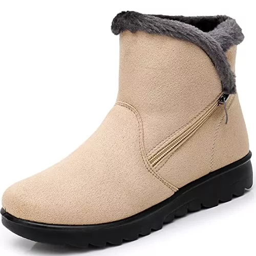 Hsyooes Stiefel Winterschuhe Wildleder Damen Winterstiefel Warm Gefüttert Schneestiefel Mädchen Stiefeletten Winter Kurzschaft Stiefel Bequem Schuhe