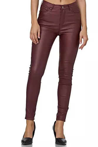 XRebel Hosen XRebel Damen Lederhose Sexy Skinny Legging Stretch PU Leder Look Optik Schwarz Schlank Hose Kunstlederhose Treggins Push Up Biker Pants
