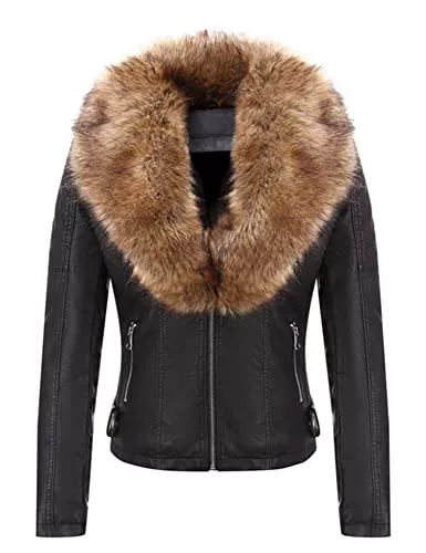 Geschallino Jacken Geschallino Damen PU Lederjacke, Bikerjacke mit Reißverschluss, Blumen Kurze Jacke für Herbst, Frühling