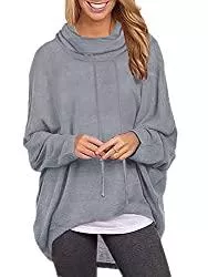 ZANZEA Pullover & Strickmode ZANZEA Damen Rollkragen Langarmshirts Asymmetrisch Sweatshirt Jumper Pullover Oversize Tops