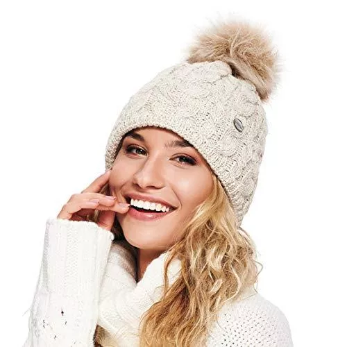 ELIMELI Hüte & Mützen ELIMELI® Damen Winter Mütze warme Strickmütze Wintermütze mit Bommel Slouch Strick Beanie Damen für Winter Bommelmütze Hergestellt in EU Farbenauswahl 15568