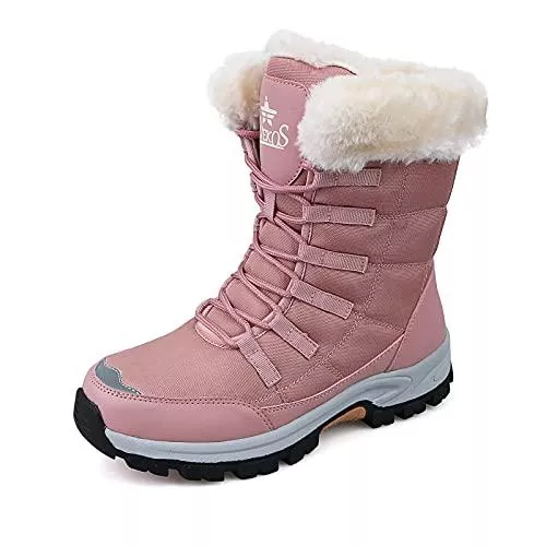 ZHPTO Stiefel Damen Warm Winterstiefel gefütterte Schneestiefel Trekkingschuhe Outdoor Stiefel Schuhe