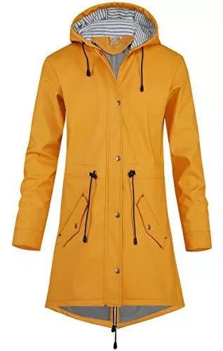 SWAMPLAND Jacken SWAMPLAND Damen PU Regenjacke Mit Kapuze Wasserdicht Windbreaker Wetterfest Übergangsjacke Regenmantel