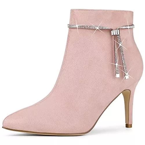 Allegra K Stiefel Allegra K Damen Strass Spitzschuh Stilettos Ankle Boots