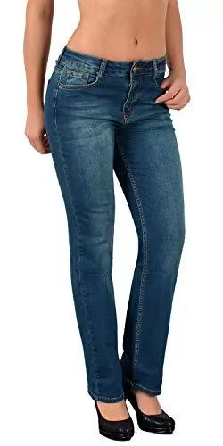 ESRA Jeans ESRA Damen Jeans Jeanshose Damen Straight High Waist Hose Hochbund bis Übergröße G200