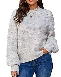 ZIYYOOHY Pullover & Strickmode ZIYYOOHY Damen Pullover Oversize Knitted Rundhals Lose Pulli Strickpullover Outwear