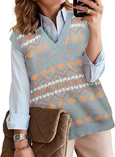 Zereesa Pullover & Strickmode Zereesa Damen V-Ausschnitt Stricken Weste Pullunder Ärmellos Strick Casual Pullunder Strickweste Einfarbig Casual Strick Tank Top Sweater Für Business Freizeit Ärmelloser Pullunder