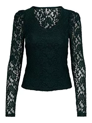 ONLY Langarmblusen ONLY Damen Onlpoula L/S V-Neck Lace JRS Top
