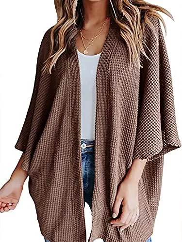 SLIMBELLE Strickjacken SLIMBELLE Damen Strickjacken Waffelstrick Pullover Vorne offen Outwear Cardigan S-XXL