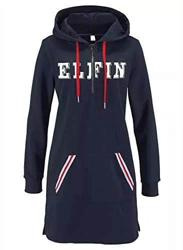 ELFIN Kapuzenpullover ELFIN Damen Hoodie Kleid Pullover Dress Langarm Sweatshirt Kapuzenpullover Herbst Winter Kleid Sweatjacke