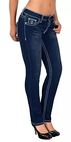 ESRA Jeans ESRA Damen Jeans Hose Straight Leg Damen Jeanshose Dicke Naht viele Farben bis Übergröße J540
