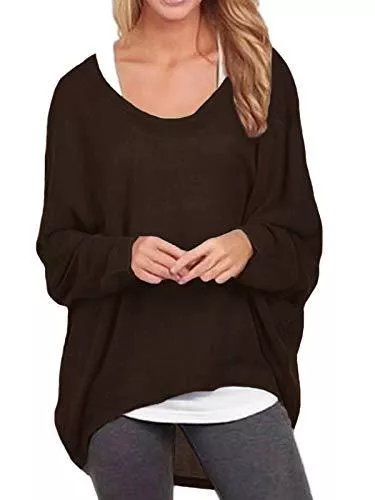 ZANZEA Langarmshirts ZANZEA Damen Lose Asymmetrisch Jumper Sweatshirt Pullover Bluse Oberteile Oversize Tops