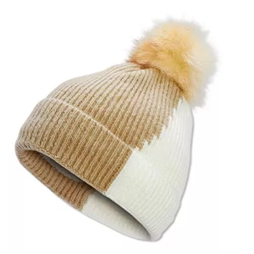 KINGMATE Hüte & Mützen KINGMATE Damen Wintermütze, Slouch Beanie Winter Mütze, Warme Strickmütze mit Bommel, Bommelmütze