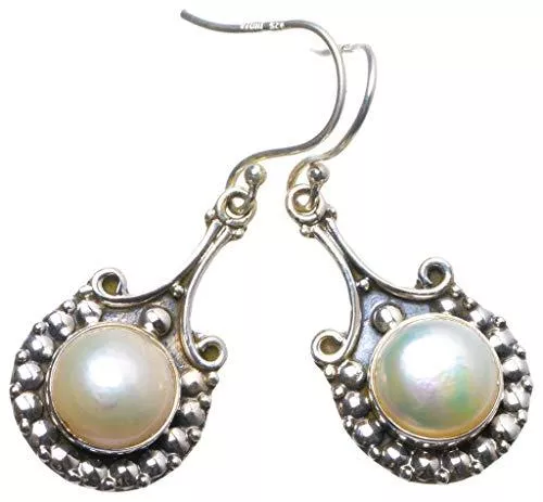 StarGems Uhren StarGems 925er Sterling Silber River Pearl Einzigartig Handgefertigt Ohrringe 4,45cm River Beige X4017