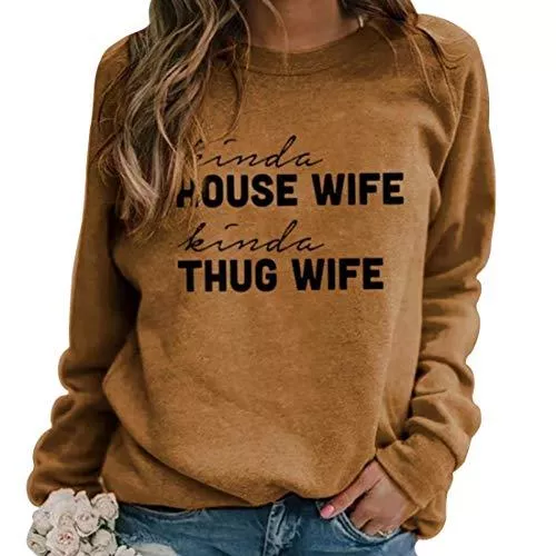 OEAK Langarmshirts OEAK Damen Sweatshirt Einfarbig Rundhals Ausschnitt Langarmshirt mit Print Casual Lose Oberteil Herbst Shirts Tops