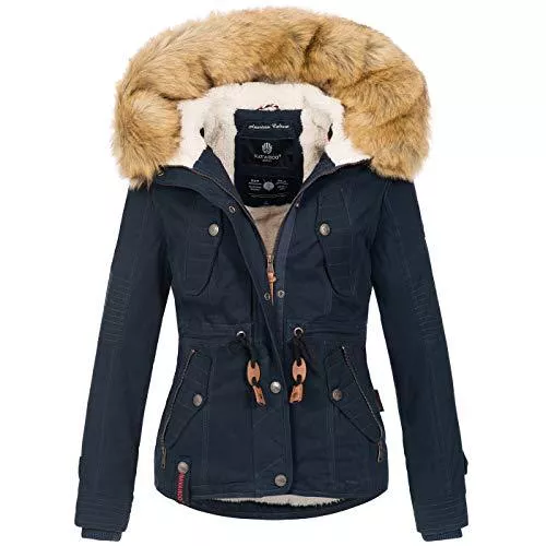 Navahoo Jacken Navahoo warme Damen Designer Winter Jacke Winterjacke mit Kapuze und Teddyfell B643