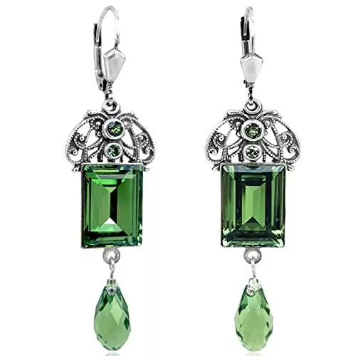 NOBEL Schmuck Jugendstil Ohrringe mit Markenkristallen Silber Viele Farben NOBEL SCHMUCK