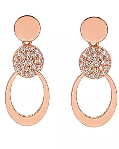 authentic Schmuck 925 Silber Damen Ohrringe Kreise Ohrringe hängend klein 25 mm Zirkonia