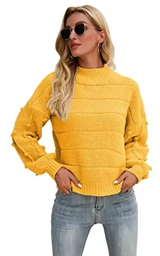 Hiistandd Pullover & Strickmode Hiistandd Pullover Damen Langarmshirt Rollkragen Strickpulli Lose Oversized Pulli