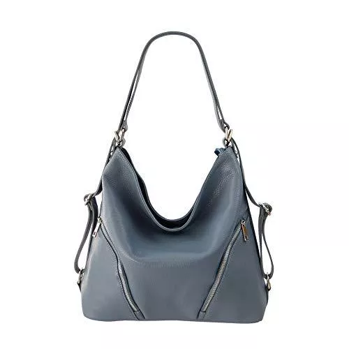 SH Leder Taschen & Rucksäcke SH Leder 2in1 Handtasche Rucksack Damen Schultertasche Daypack CityRucksack aus Echt genarbt Leder (B 35cm x H 34cm xT 12cm) Sara G689