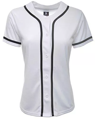 YoungLA Kurzarmblusen YoungLA Damen Baseball Jersey Uni Button Down Shirt Tee 420