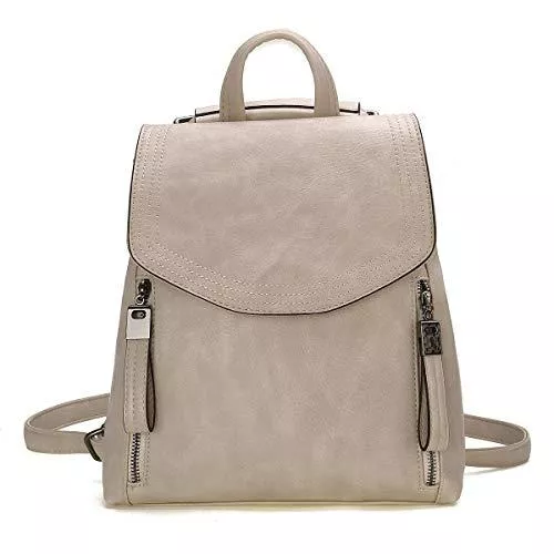 JOSEKO Taschen & Rucksäcke JOSEKO Rucksäcke Damen, Handtasche Frauen PU Leder Klappe Rucksack Schule Umhängetasche für Hochschule Mädchen Schultertasche mit Verstellbaren Trägern(Khaki)