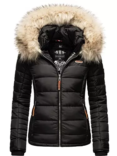 MARIKOO Jacken MARIKOO Damen Winterjacke Steppjacke mit abnehmbarem Kunstfell Lerikaa XS-XXL