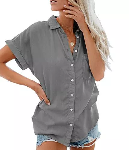 Lantch Hemdblusen Lantch Damen Bluse Shirt Hemdbluse Casual Hemd Tops Frauen Oberteile T-Shirt