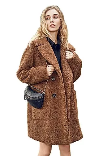 Relish Noless Mäntel Relish Noless kunstfell mantel damen winter Lang pelzjacke Beiläufig elegant teddymantel kunstpelz mantel
