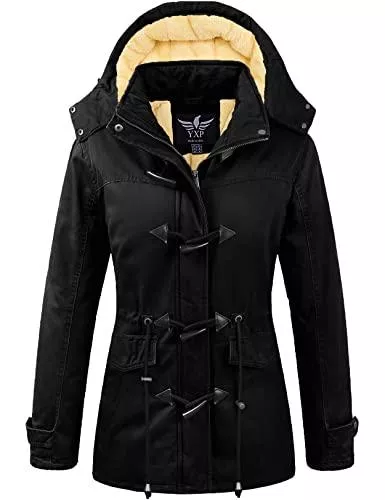 YXP Mäntel YXP Damen Winter Verdicken Militär Parka Jacke Warmer Fleece Baumwollmantel mit abnehmbarer Kapuze