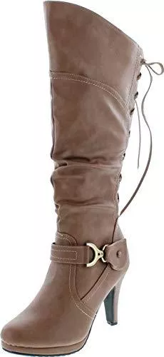 TOP Moda Stiefel TOP Moda Damen Stiefel, kniehoch, runde Zehenpartie, Schnürstiefel, Page-65