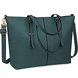 NUBILY Taschen & Rucksäcke Laptop Damen Handtasche 15,6 Zoll Shopper Handtasche Elegant Leder Taschen Große Leichte Elegant Stilvolle Frauen Handtasche für Business/Schule/Einkauf (Grün)