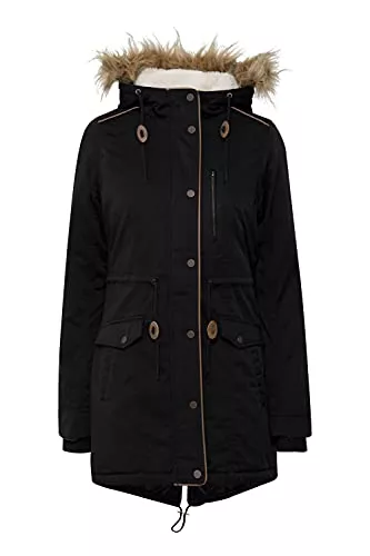 OXMO Mäntel OXMO Anna Damen Winterparka Parka Mantel mit Fellkapuze und Teddy-Futter