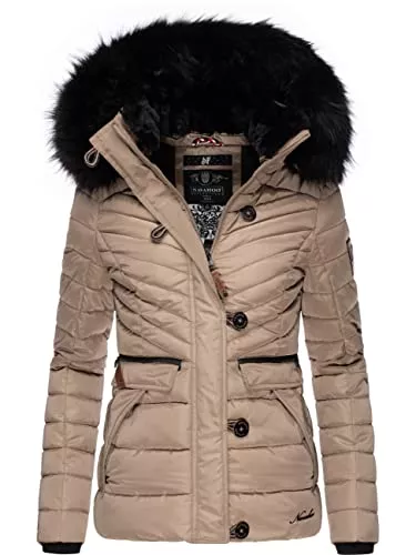Navahoo Jacken Navahoo Damen Winterjacke Steppjacke mit Abnehmbarer Kunstfell-Kapuze Wisteriaa XS-XXL