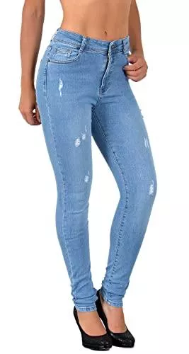 ESRA Jeans ESRA Damen Jeanshosen Jeans Hose Damen Skinny Stretch Damenjeans High Waist bis Übergröße S100