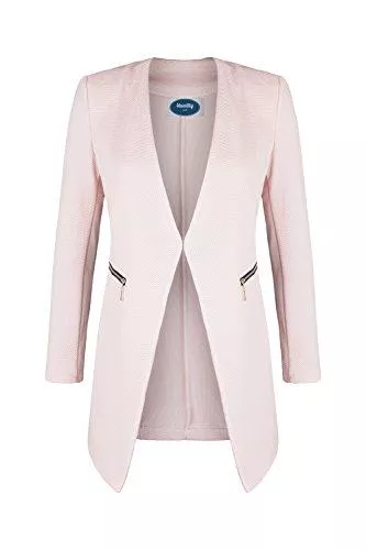 4tuality Blazer 4tuality Damen Blazer lang kragenlos mit Zipper Gr. S - 3XL