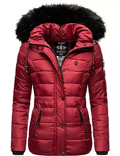 Navahoo Jacken Navahoo Damen Winterjacke Steppjacke mit abnehmbarem Kunstfell Zuckerbiene XS-XXL