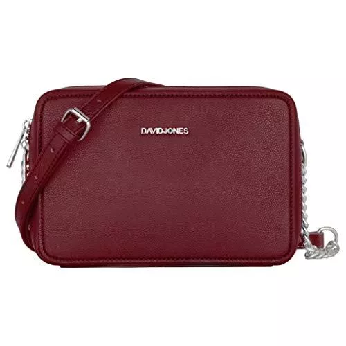 David Jones Taschen & Rucksäcke David Jones - Damen Kleine Umhängetasche Quadratisch - Schultertasche Kette Handtasche PU Leder - Crossbody Messenger Bag - Abendtasche Clutch Pochette City Tasche Mode Elegant - Bordeaux Rot