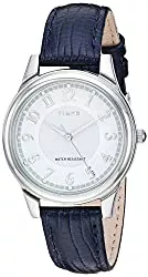 Timex Uhren Timex Women's TW2R87400 Basics 36mm Blue/Silver-Tone Leather Strap Watch