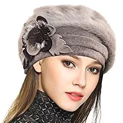 VECRY Hüte & Mützen VECRY Damen Wolle Barette Angola Kleid Beanie Schädel Mützen Stricken Winter Hüte