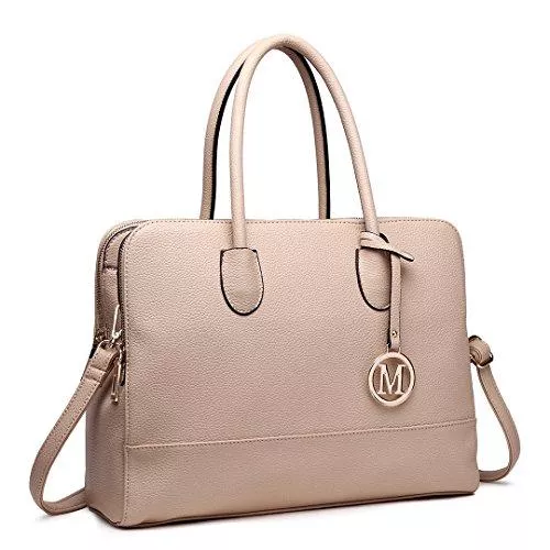 Miss Lulu Taschen & Rucksäcke Miss LuLu Aktentasche Handtasche Laptoptasche Arbeitstasche Schultertasche Messenger Bag Retro Elegant Damen (LT1726-Beige)