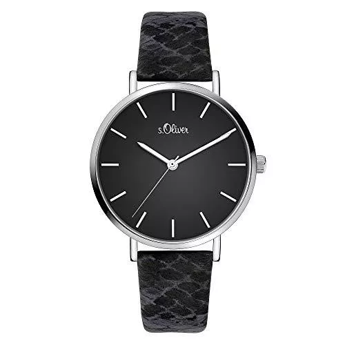 s.Oliver Uhren s.Oliver Damen Analog Quarz Uhr mit Leder Armband SO-3848-LQ