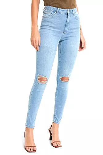 NA-KD Jeans NA-KD Damen Organic Skinny High Waist Destroyed Jeans