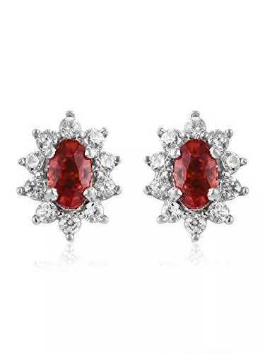 D'Joy Schmuck D'Joy Women Orange Saphir Oval mit weißem Zirkon-Ohrstecker aus 925er Sterlingsilber, Schmuck für Frauen, Geschenke für sie