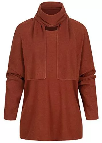 Styleboom Fashion® Pullover & Strickmode Styleboom Fashion® Damen Oversized Soft-Touch Pullover inkl. Schal Kupfer braun