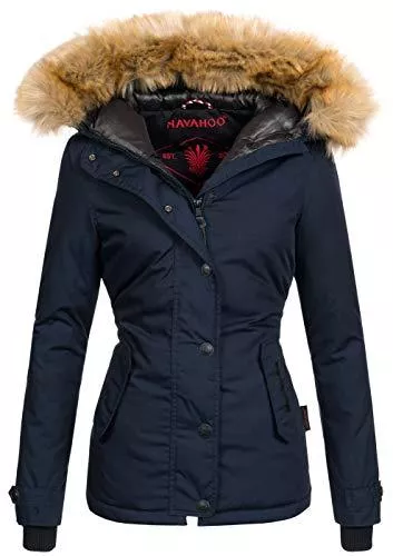Navahoo Jacken Navahoo warme Damen Winter Jacke Winterjacke Parka Mantel Kunstfell B392