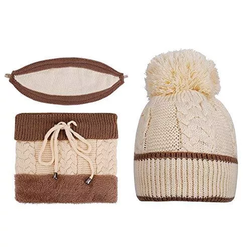 MaoXinTek Hüte & Mützen MaoXinTek Damen Hüt Schöne Winter Warm Strickmütze mit Schal für Reisen Wandern Skifahren