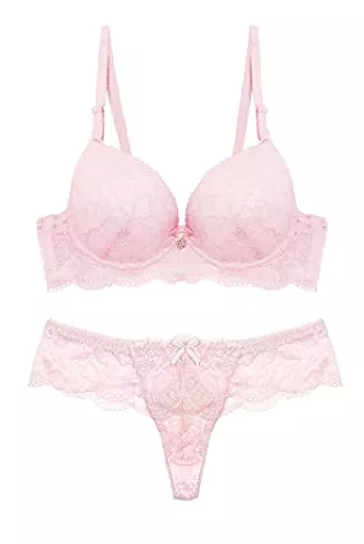 SHEKINI Unterwäsche & Dessous SHEKINI Damen BH Set BH Und String Spitze Trägerloser Abnehmbare Träger Push Up Bügel BH Unterwäsche Lingerie Tanga Dessous Sets
